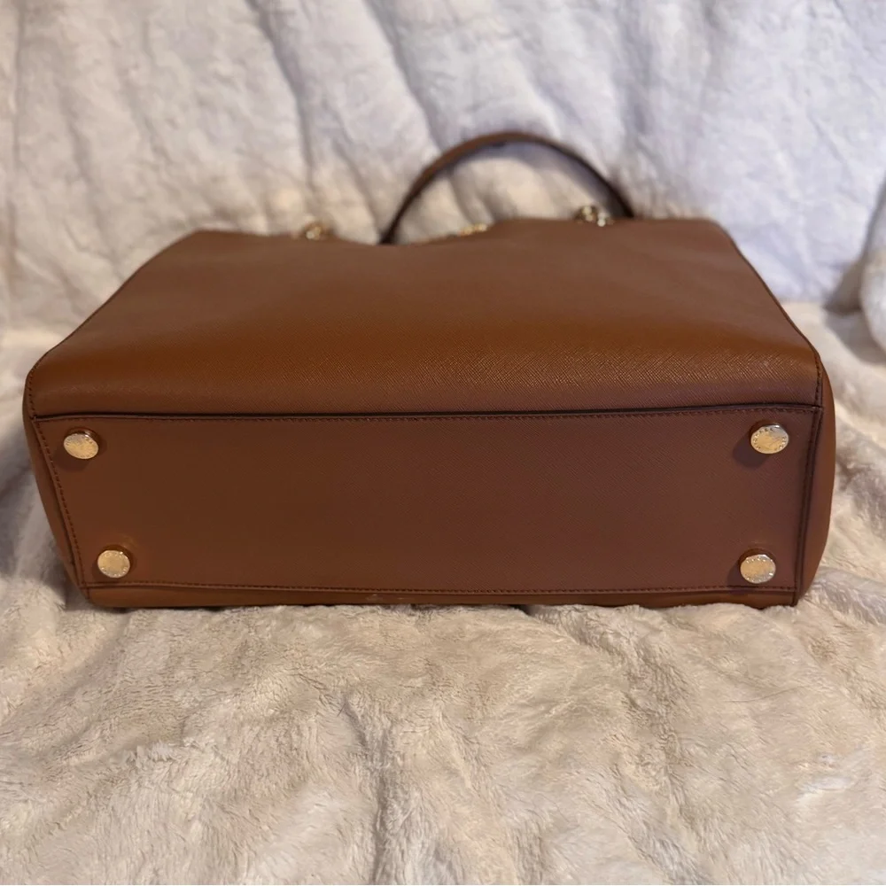 Michael Kors Susannah Leather Tote in Luggage with Gold Accents - Picture 12 of 12